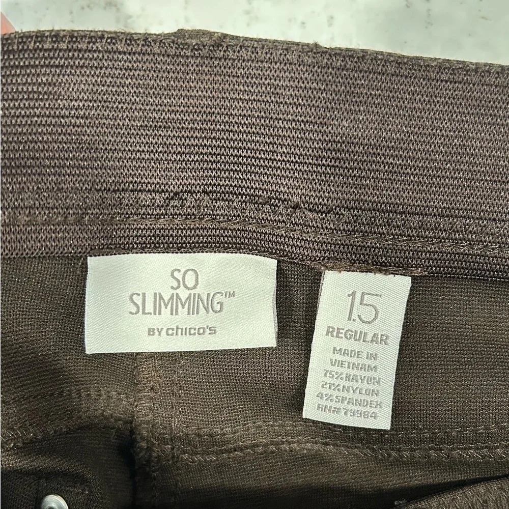 Chico’s Brown SO Slimming Brown Stretch Knit Pants - Picture 5 of 8